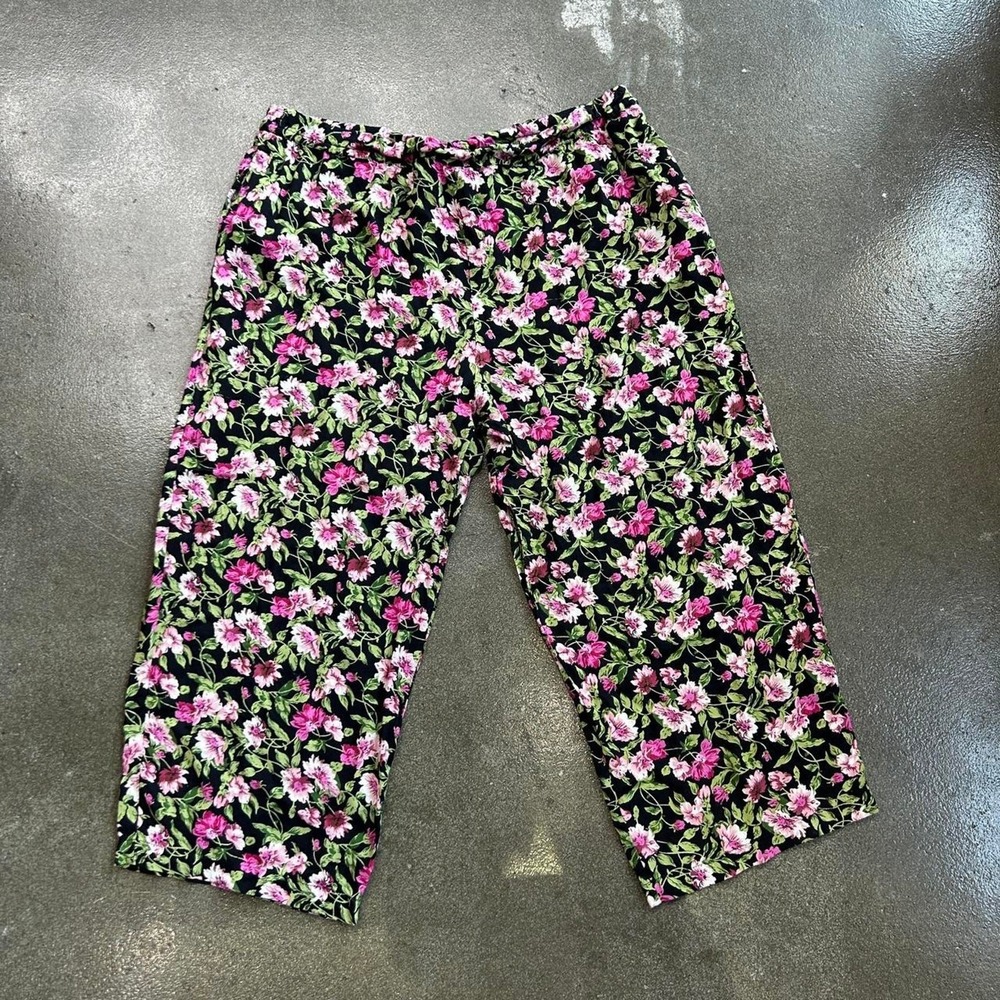 Vintage‎ 90s Just Class Black and Pink Floral Size XL Capris
